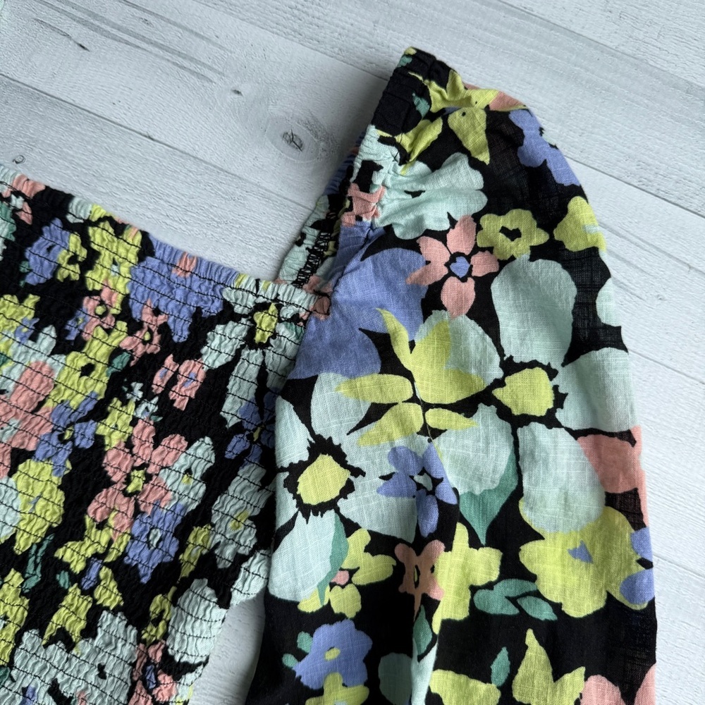 Free People Ariana Floral Print Puff Sleeve Top S - Picture 3 of 9